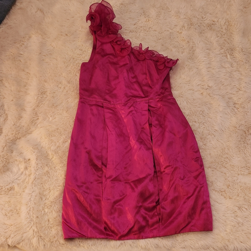 3.1 Phillip Lim Fucshia 1 Shoulder Ruffle Moni Dress Size 6 Small - Picture 8 of 11